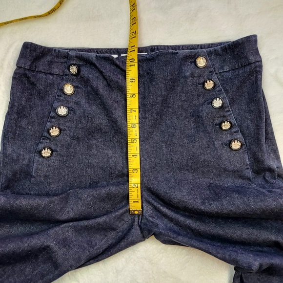 Per Se Carlisle Karen Stretch Blue Denim Jean Straight Leg Button Detail Size 8 - Picture 6 of 12